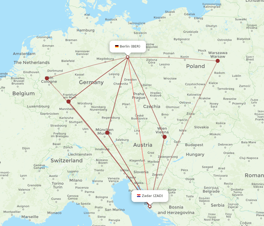 BER-ZAD flight routes