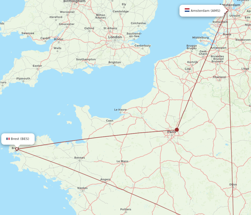 BES-AMS flight routes