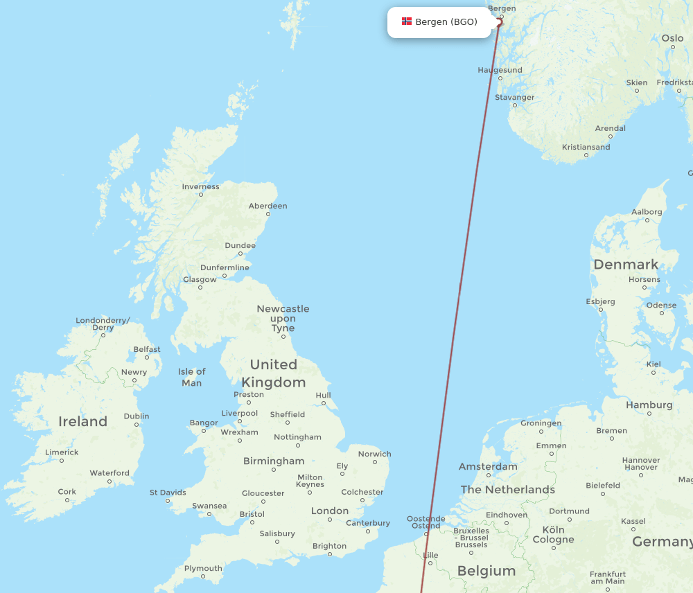 BES to BGO flights and routes map