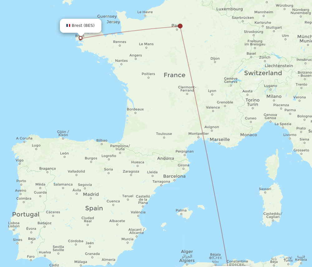 BES-BLJ flight routes