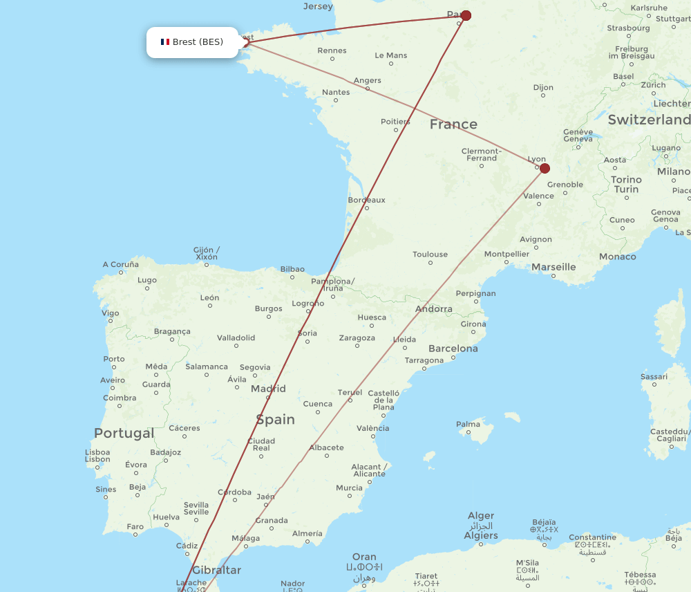 BES-CMN flight routes