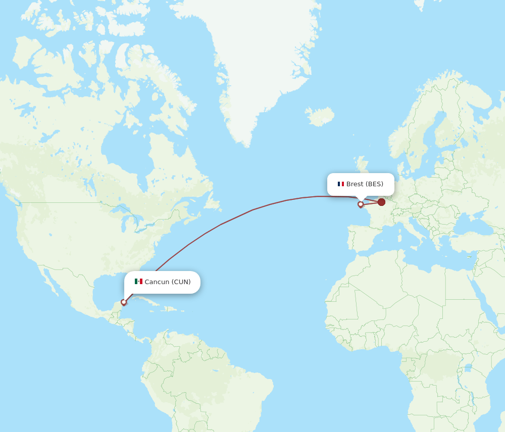 BES-CUN flight routes