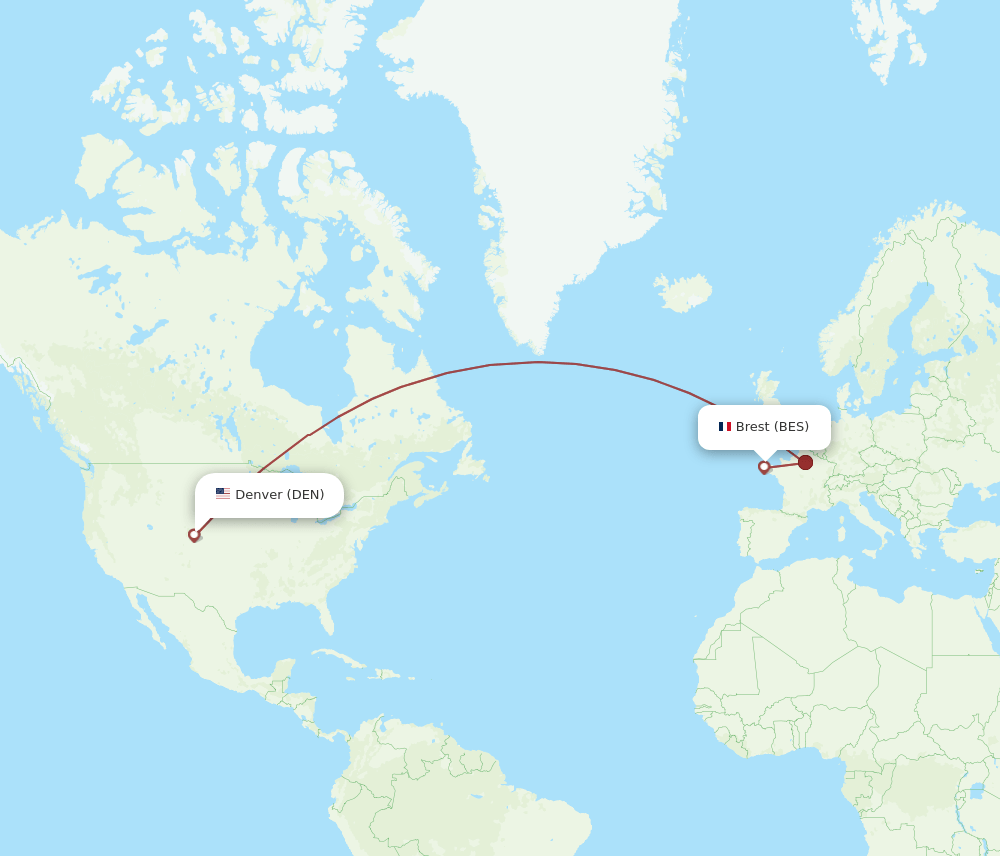 BES-DEN flight routes