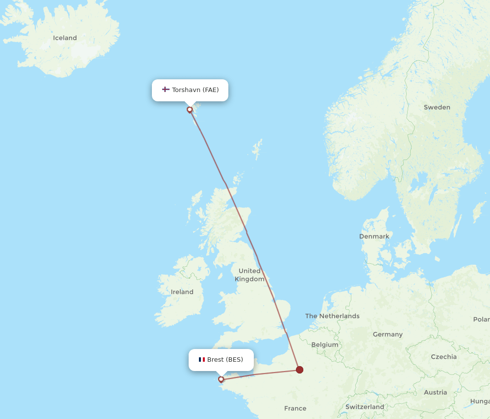 BES-FAE flight routes