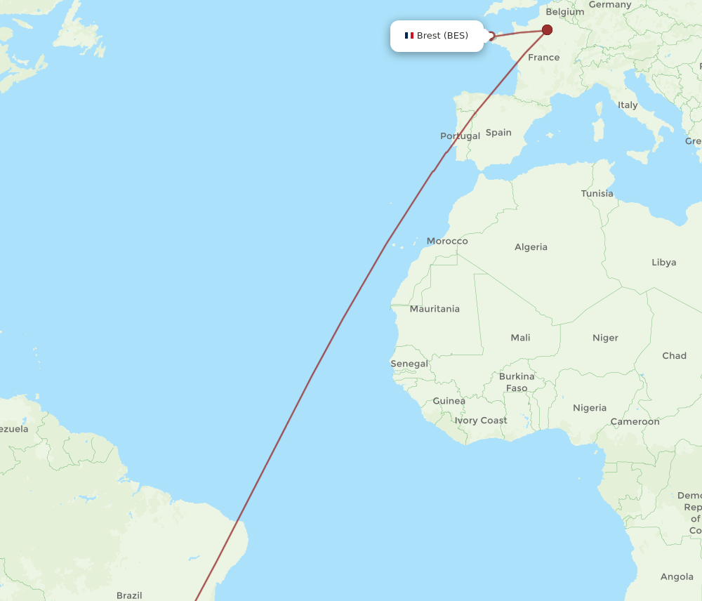 BES-GRU flight routes