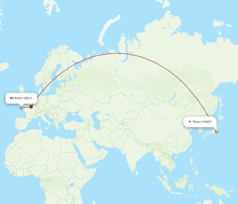 BES-HND flight routes