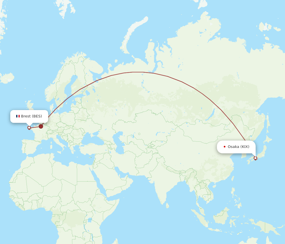 BES-KIX flight routes