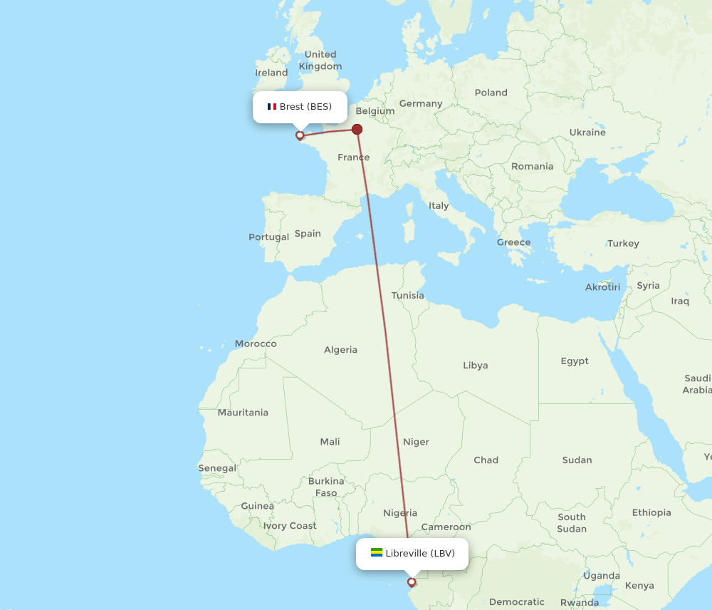 BES-LBV flight routes