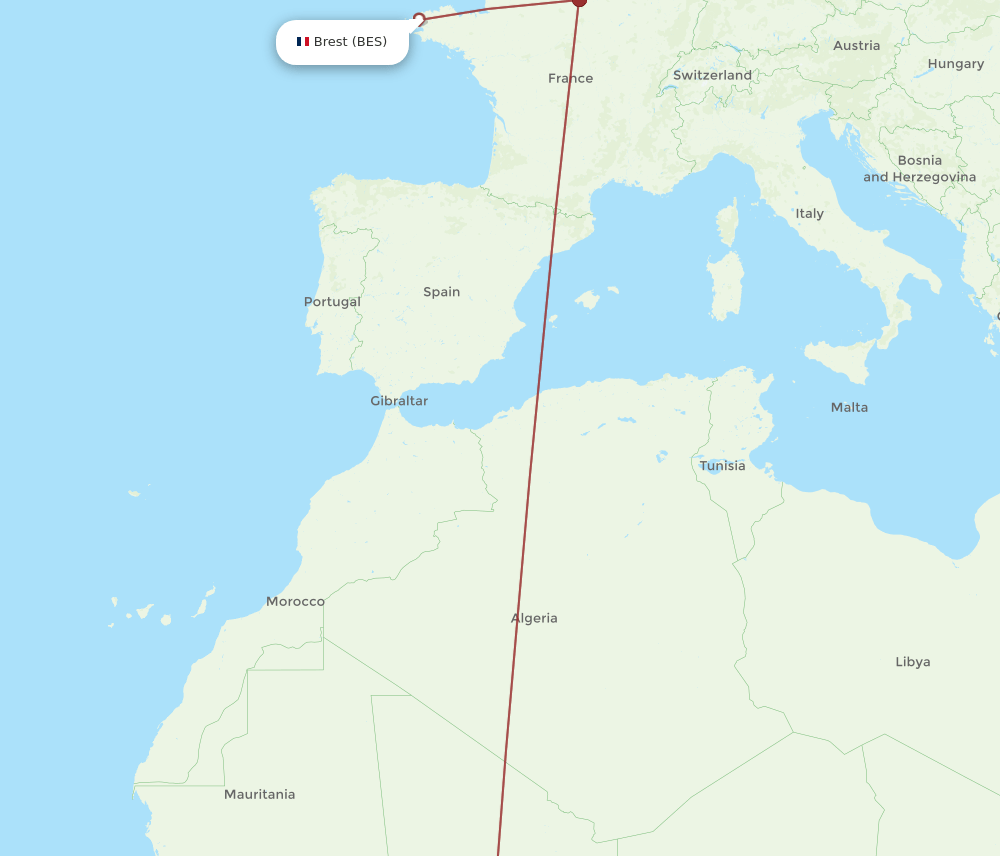 BES-OUA flight routes
