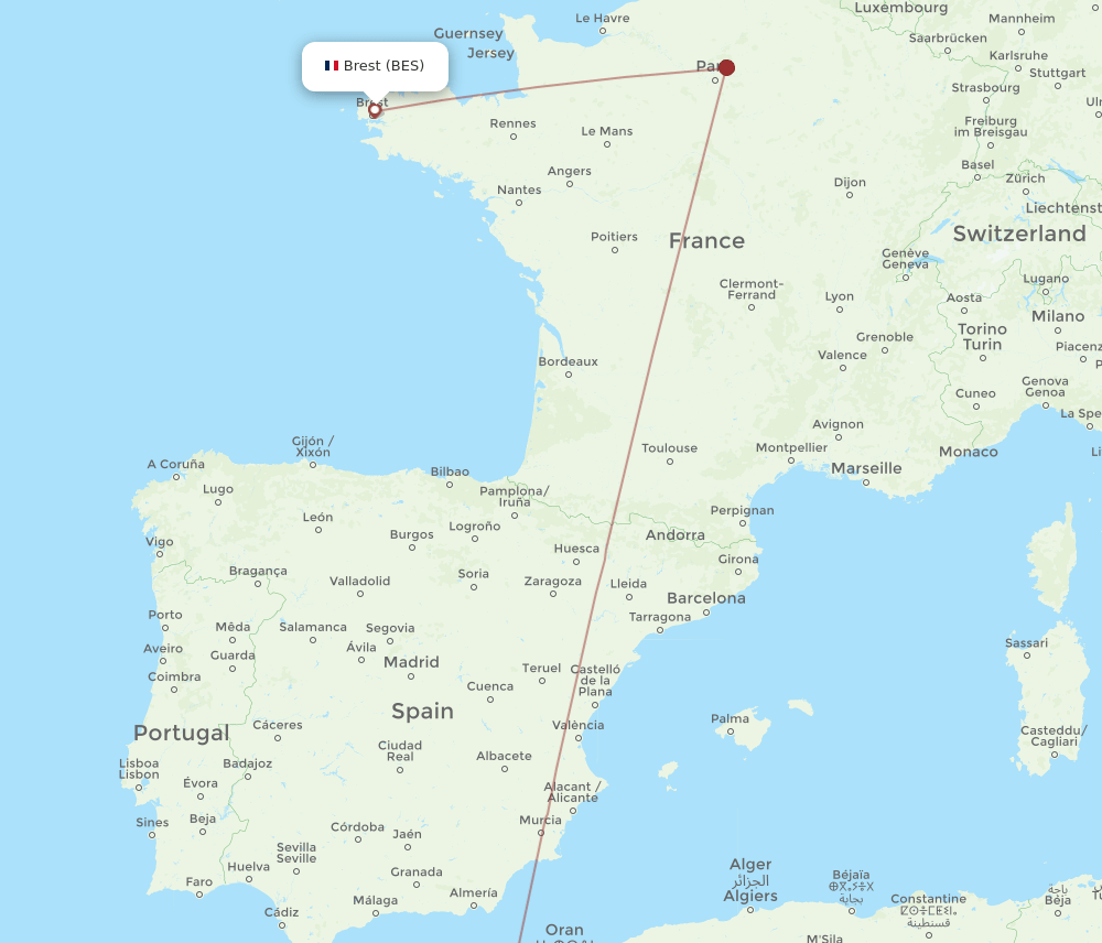 BES-OUD flight routes