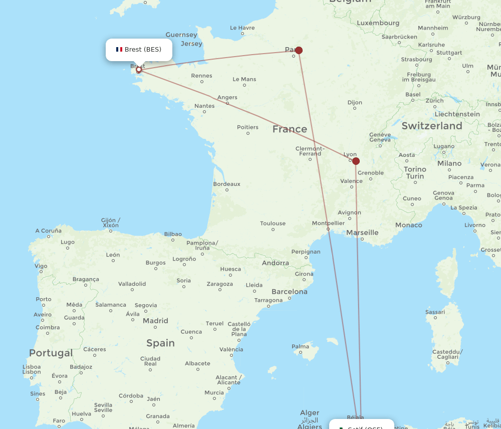 BES-QSF flight routes