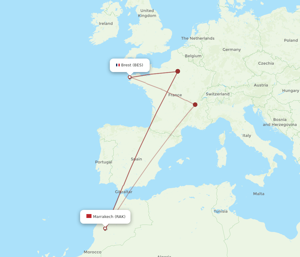 BES-RAK flight routes