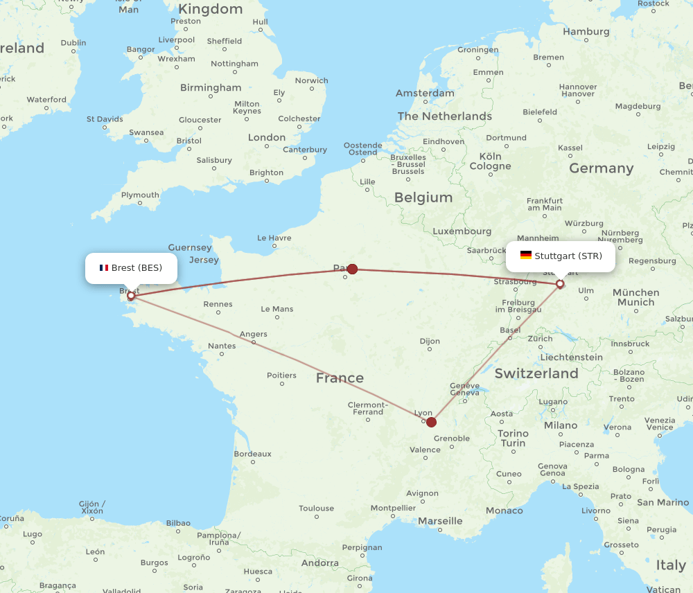 BES-STR flight routes