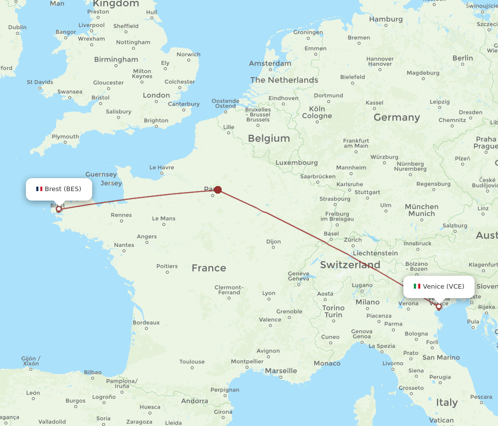 BES-VCE flight routes