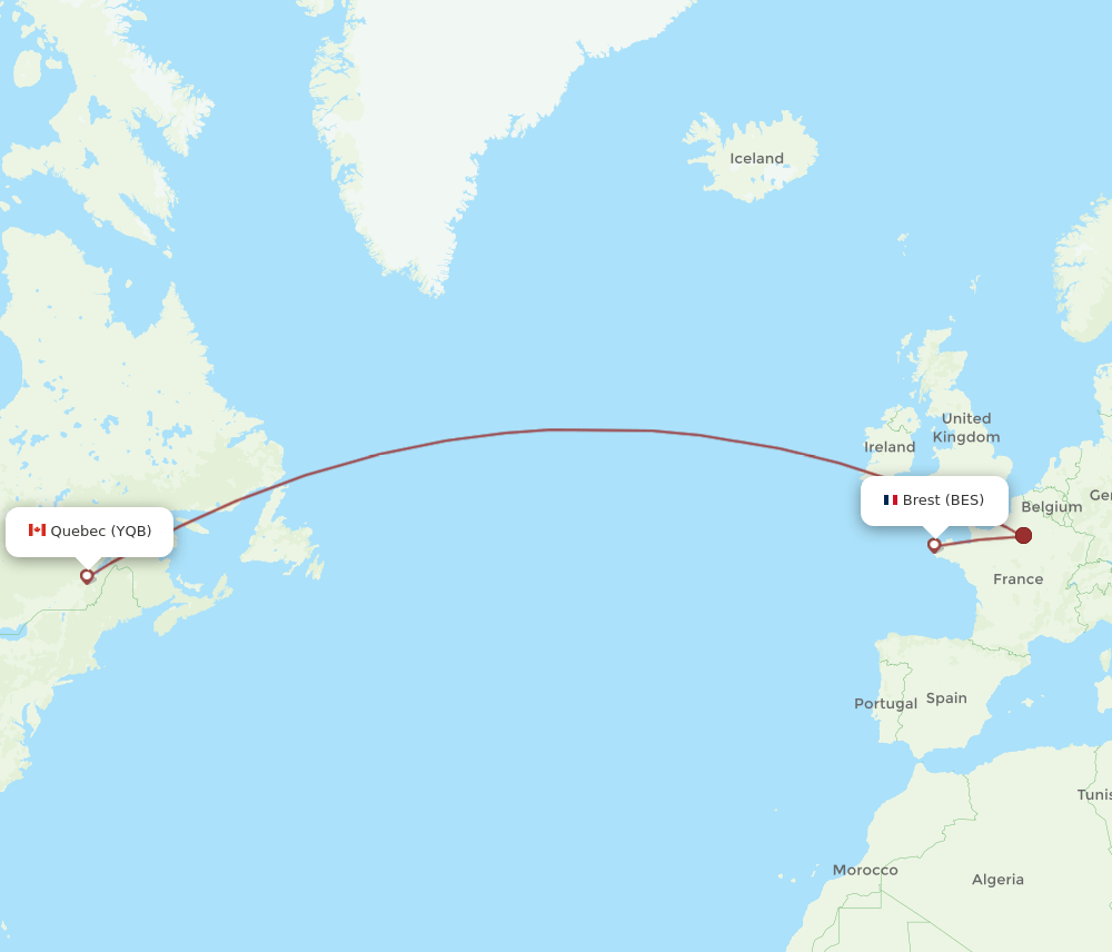 BES-YQB flight routes