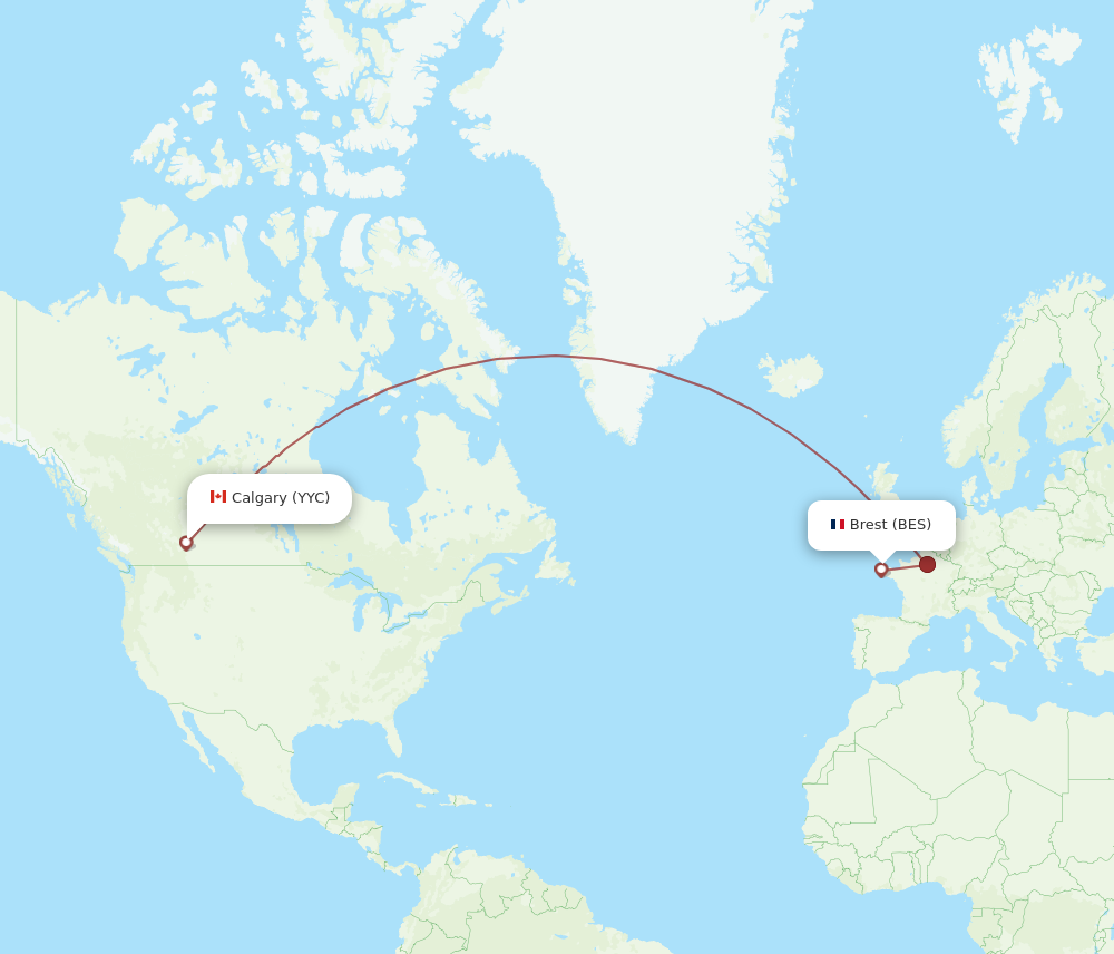 YYC to BES flights and routes map
