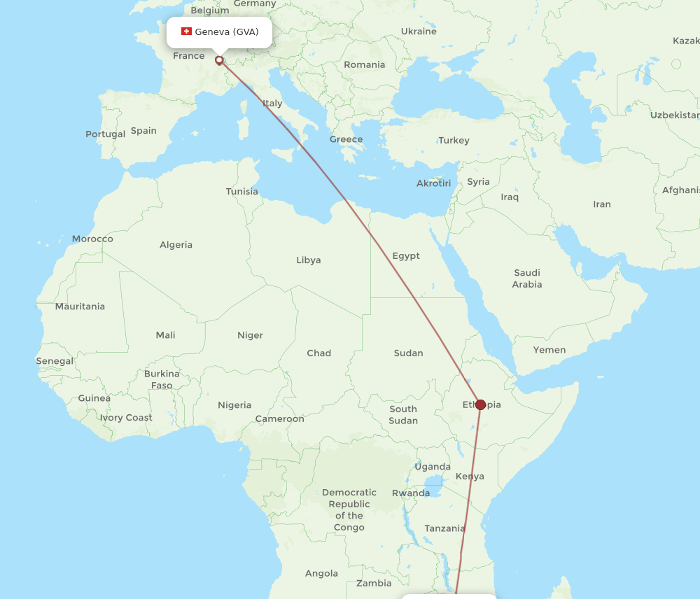 BEW-GVA flight routes