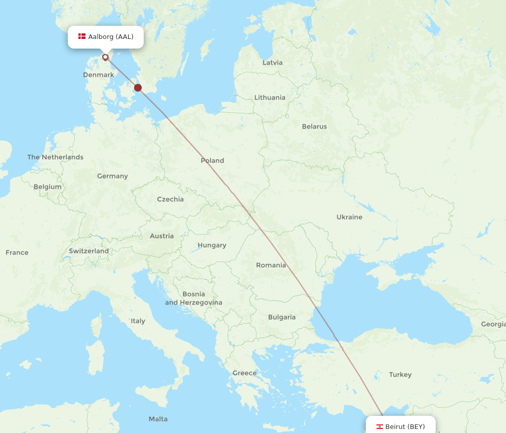 BEY-AAL flight routes