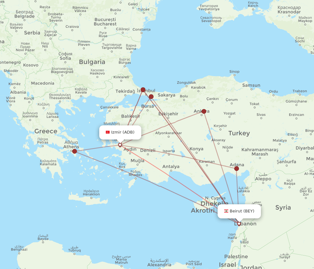 BEY-ADB flight routes