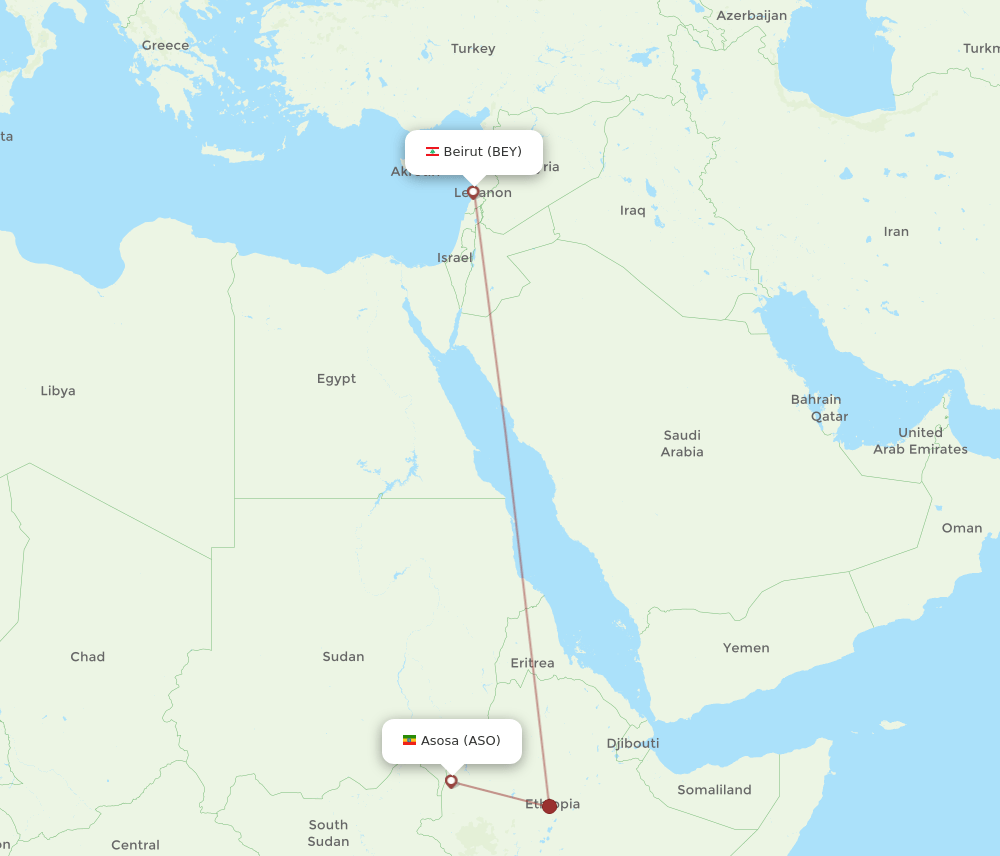 BEY to ASO flights and routes map