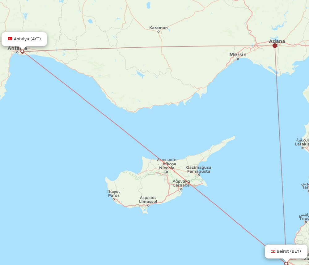 BEY-AYT flight routes