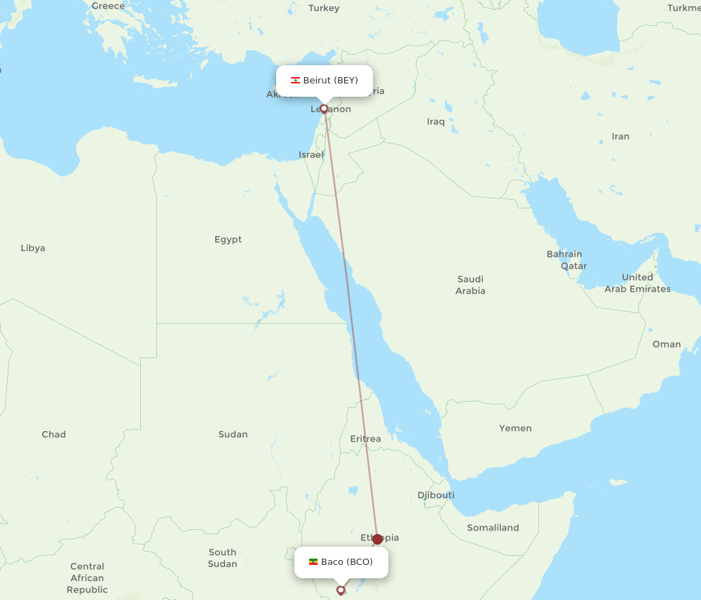 BEY-BCO flight routes