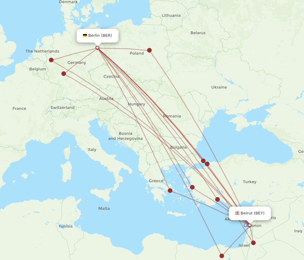 BEY-BER flight routes