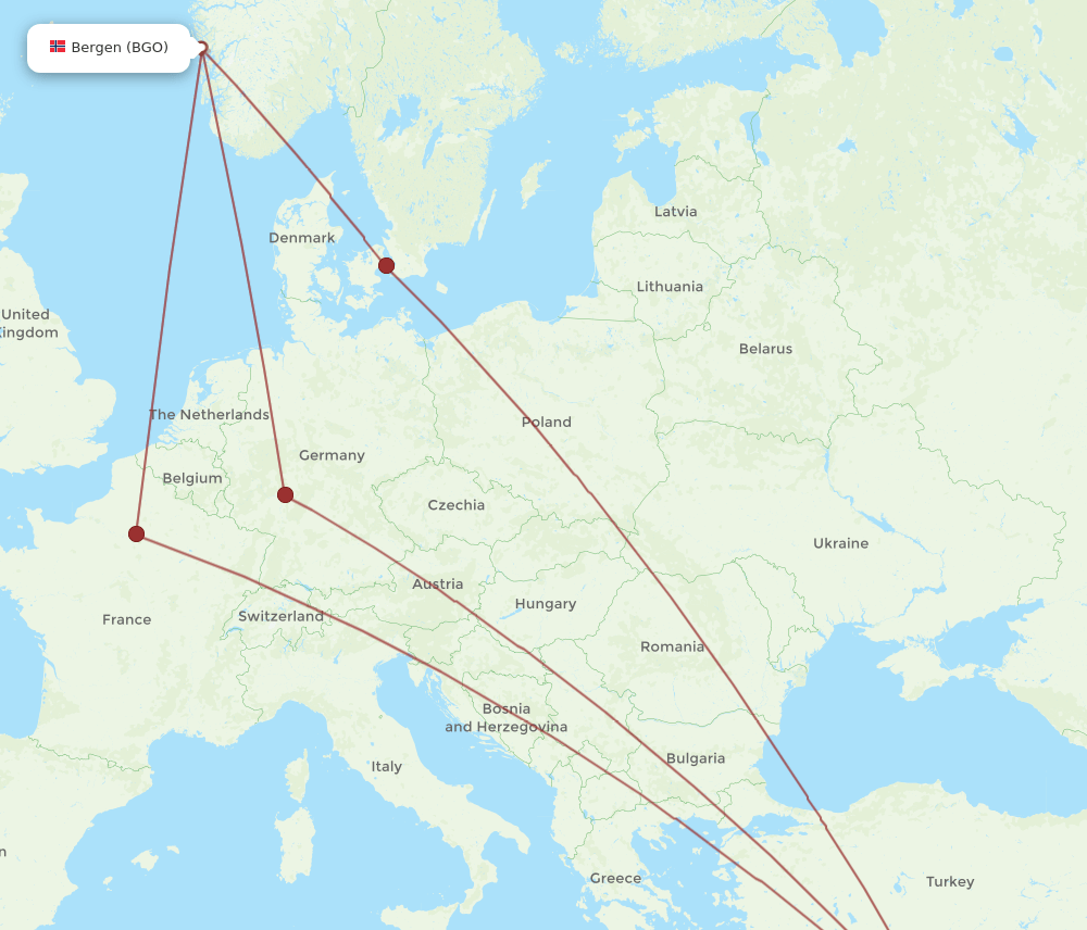 BEY-BGO flight routes