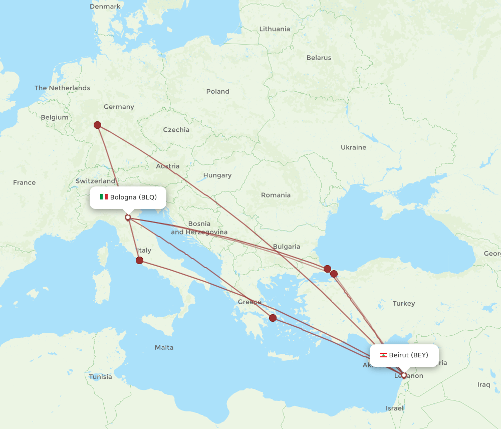 BEY-BLQ flight routes