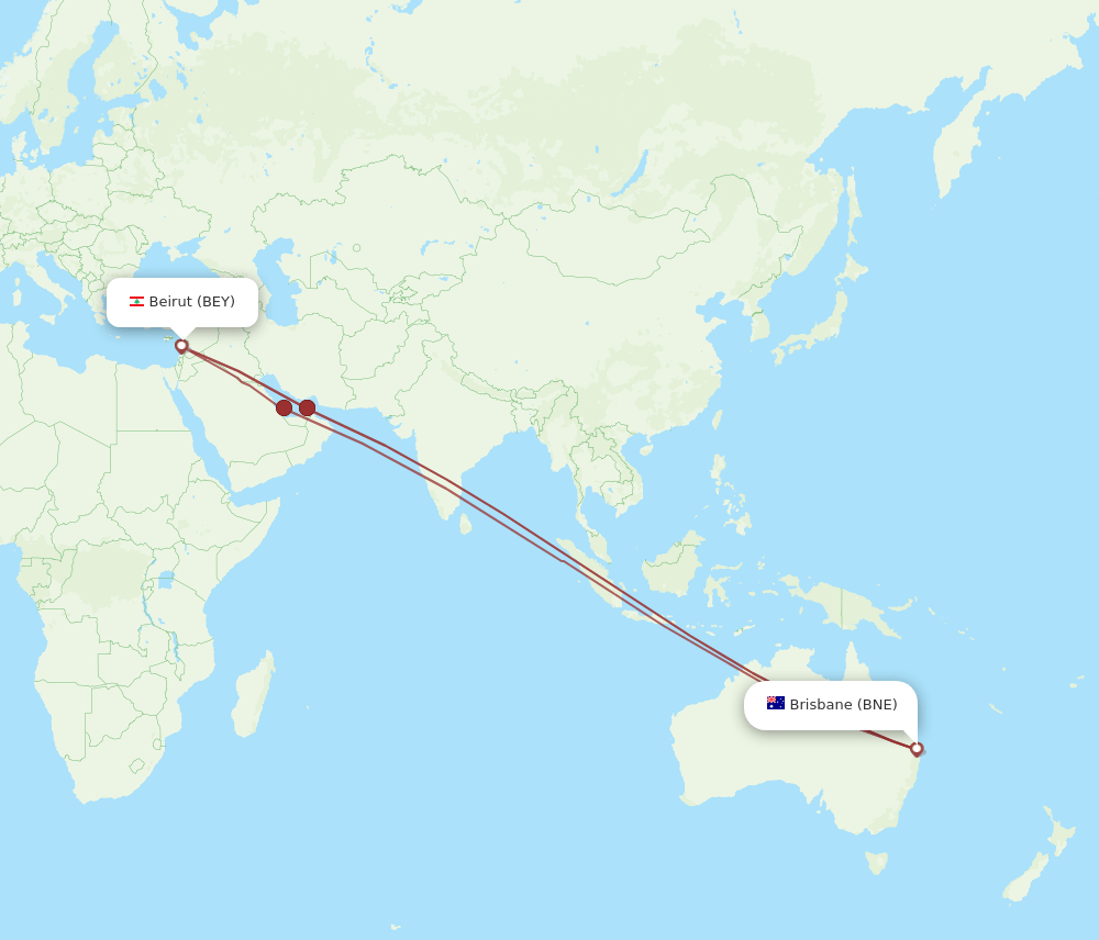 BEY-BNE flight routes