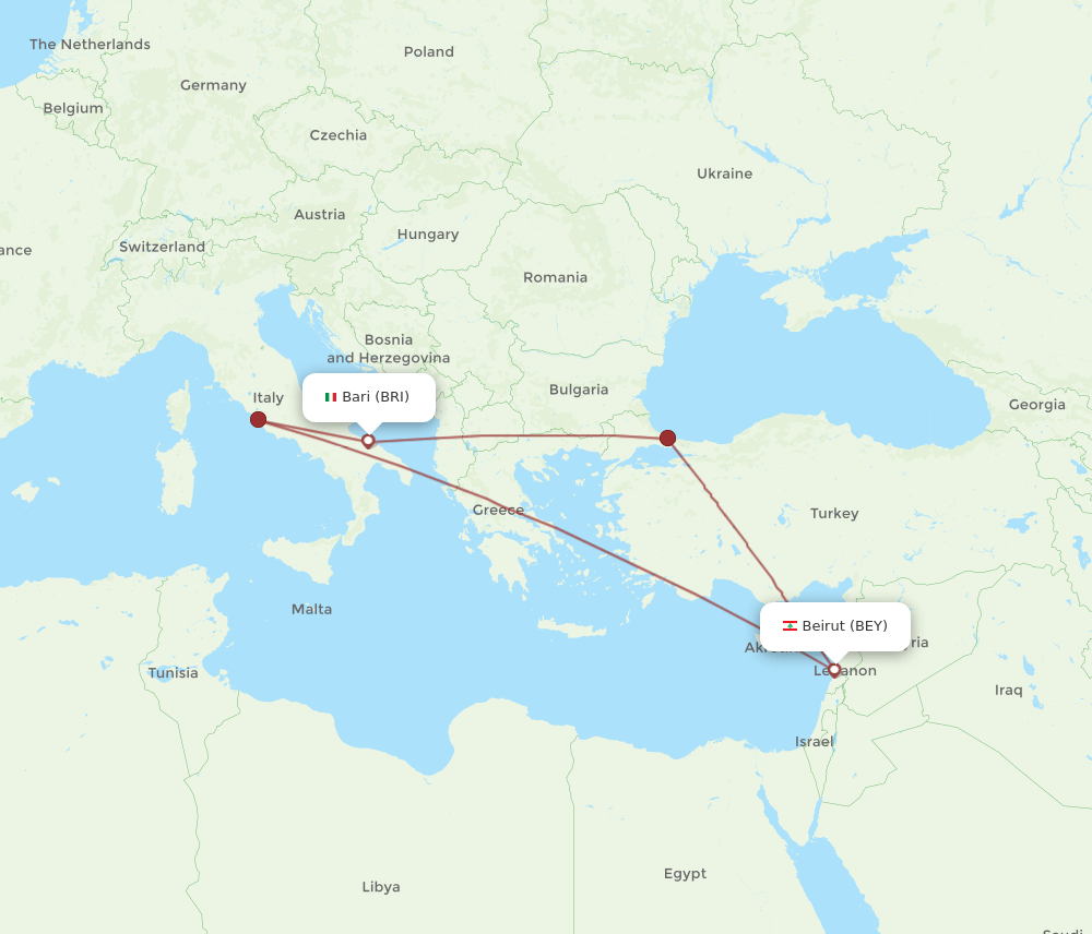 BEY-BRI flight routes