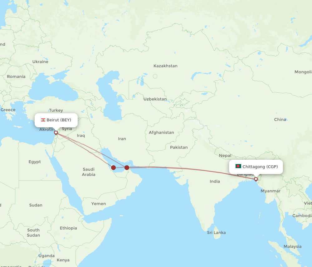 BEY-CGP flight routes