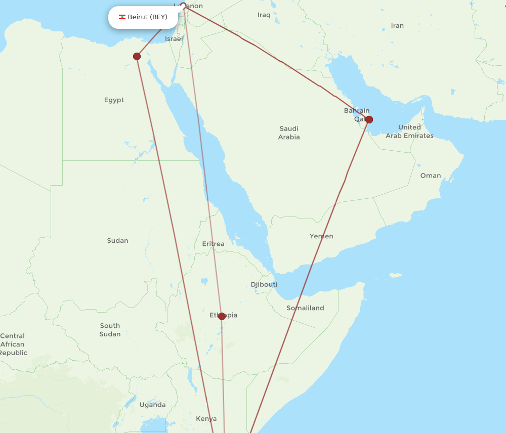 BEY-DAR flight routes