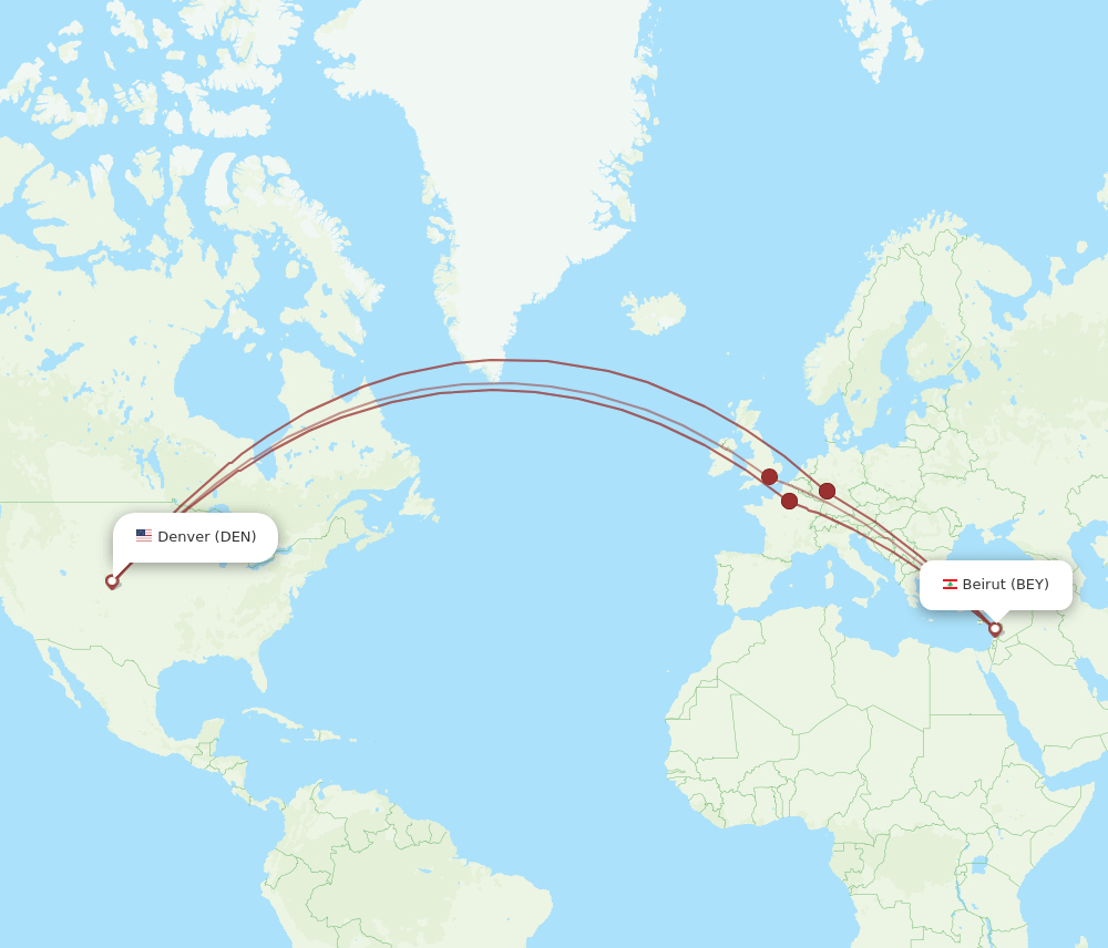 BEY-DEN flight routes