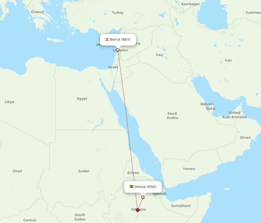 BEY-DSE flight routes