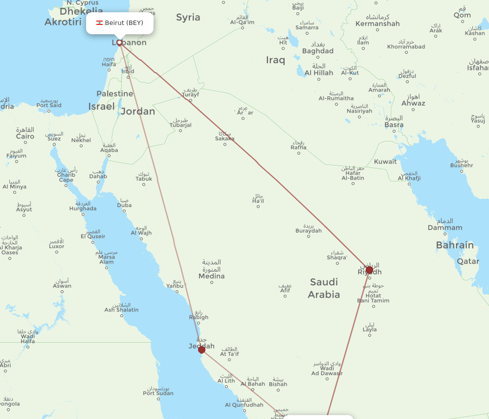 BEY to EAM flights and routes map