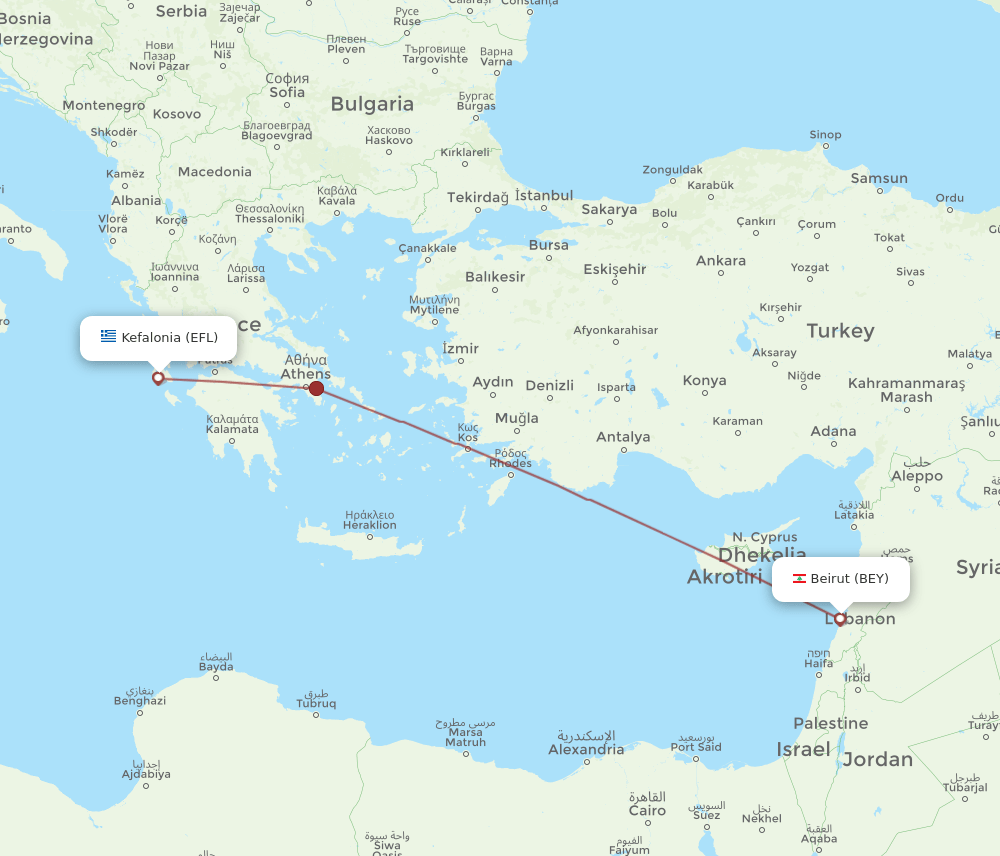 BEY-EFL flight routes