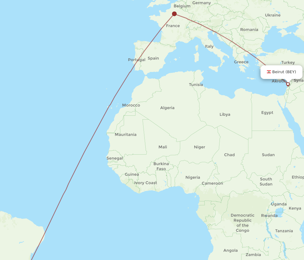 BEY-GIG flight routes