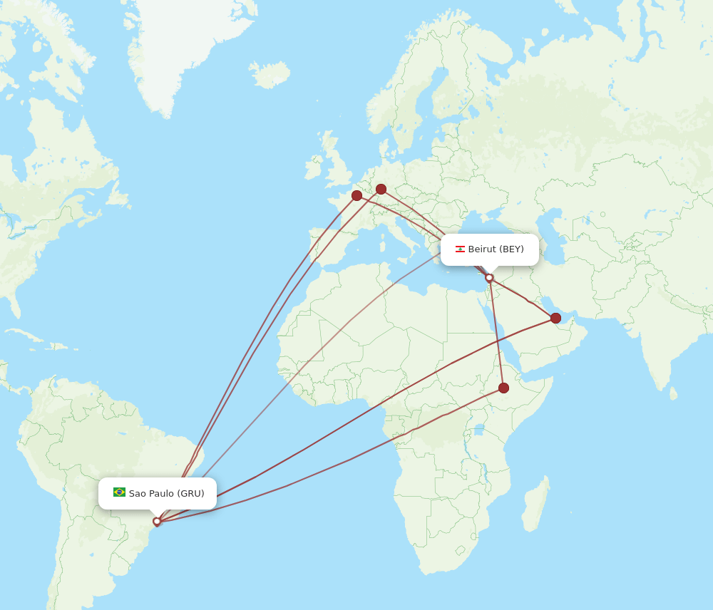 BEY-GRU flight routes