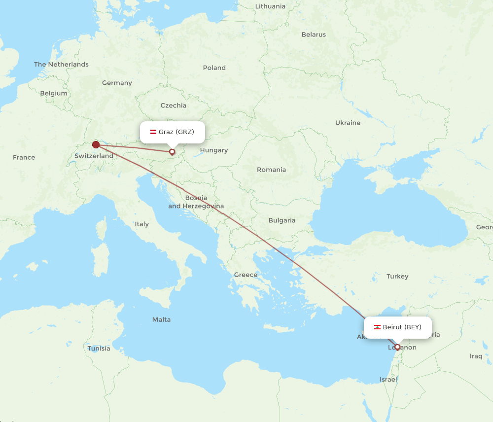 BEY-GRZ flight routes