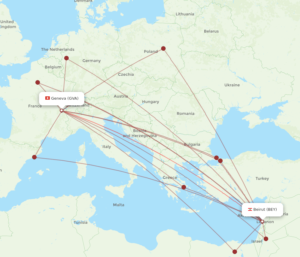 BEY-GVA flight routes