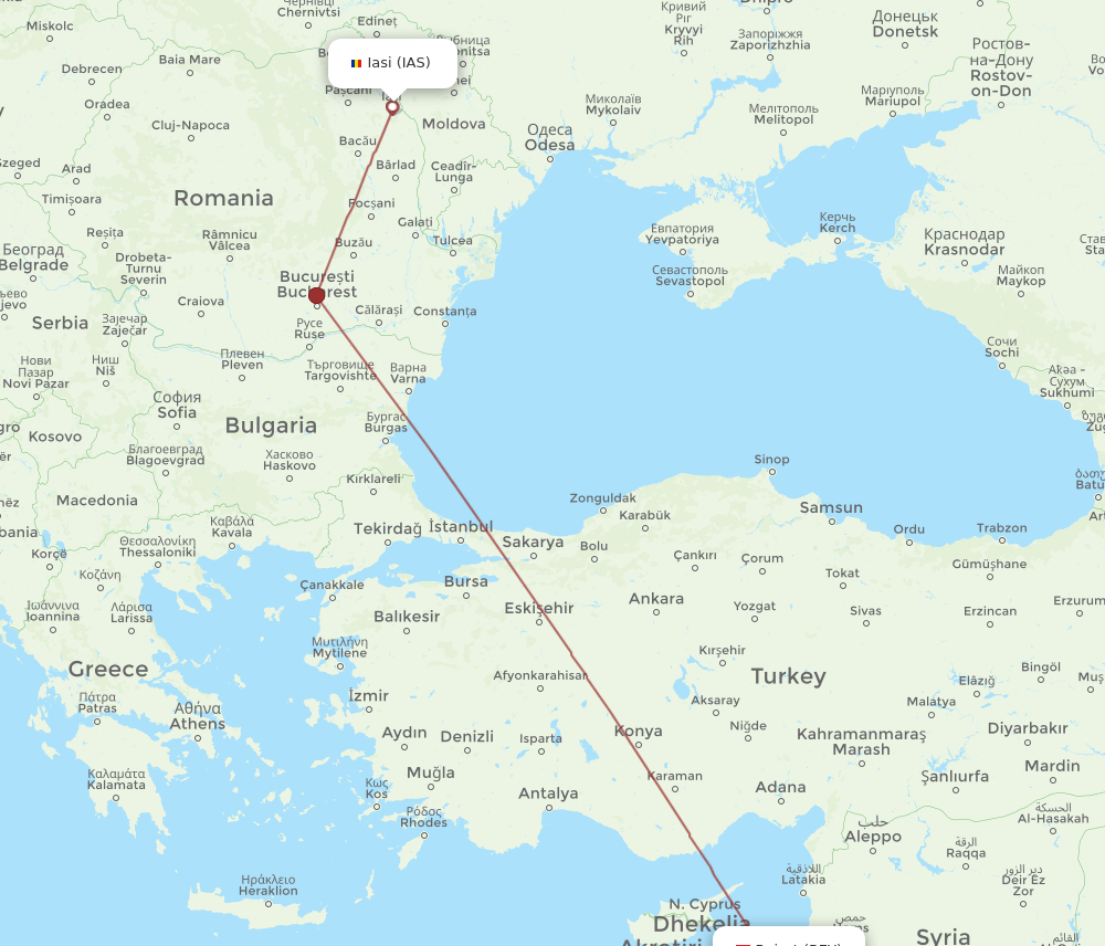 BEY-IAS flight routes