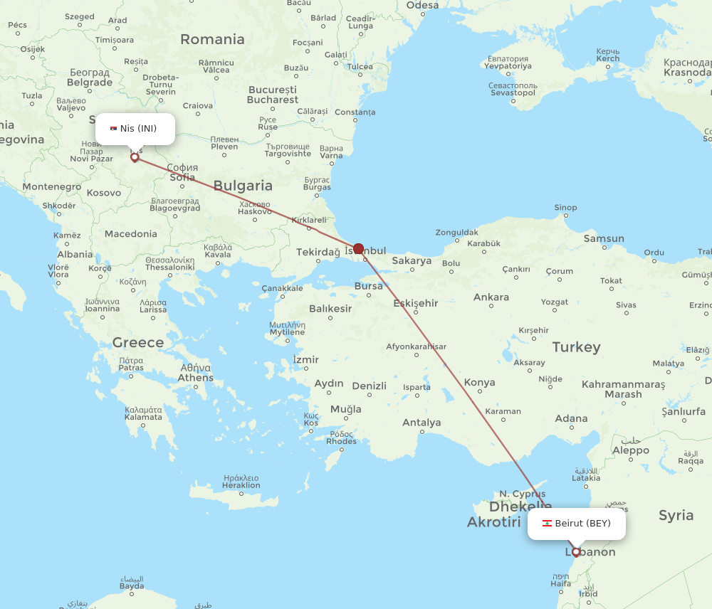 BEY-INI flight routes