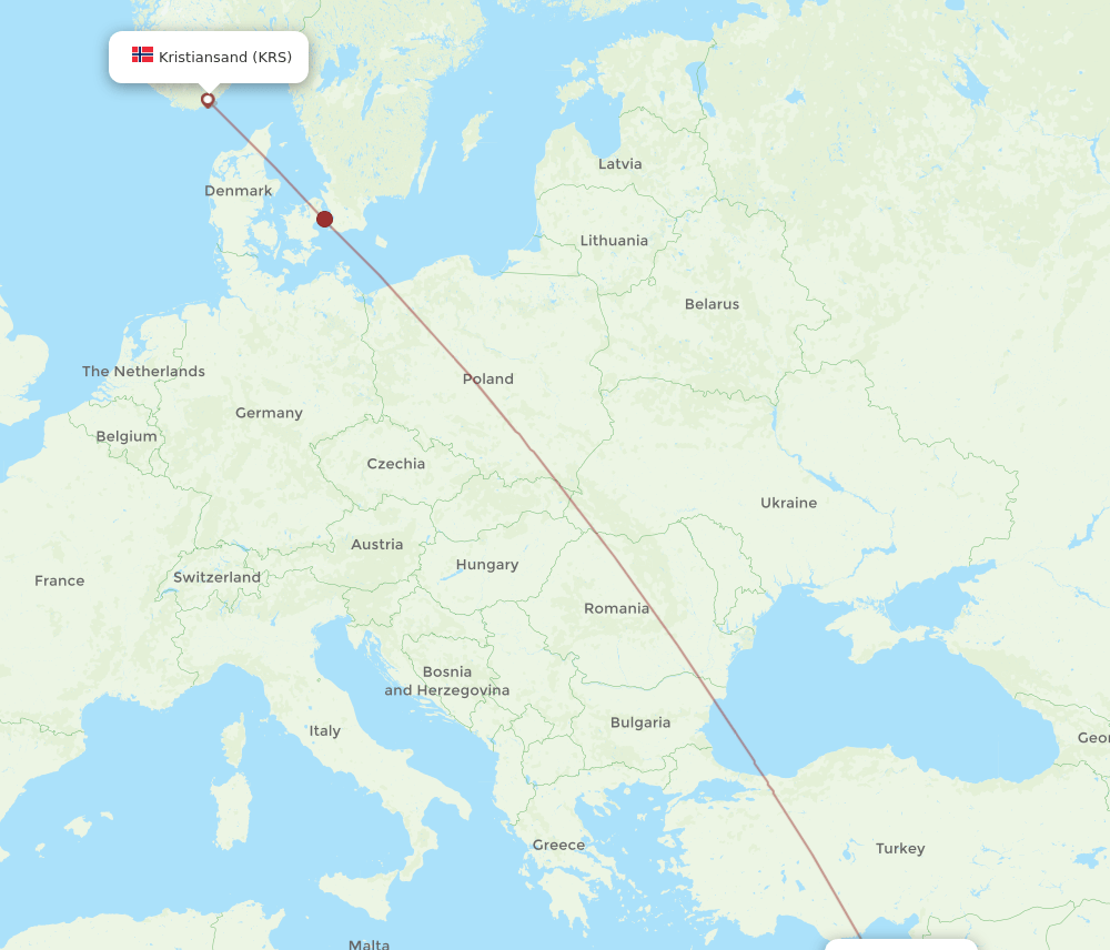 BEY-KRS flight routes