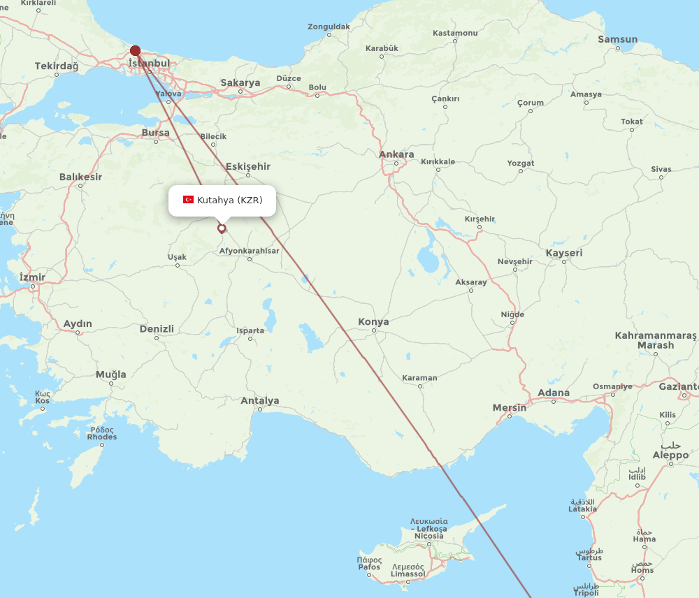BEY-KZR flight routes
