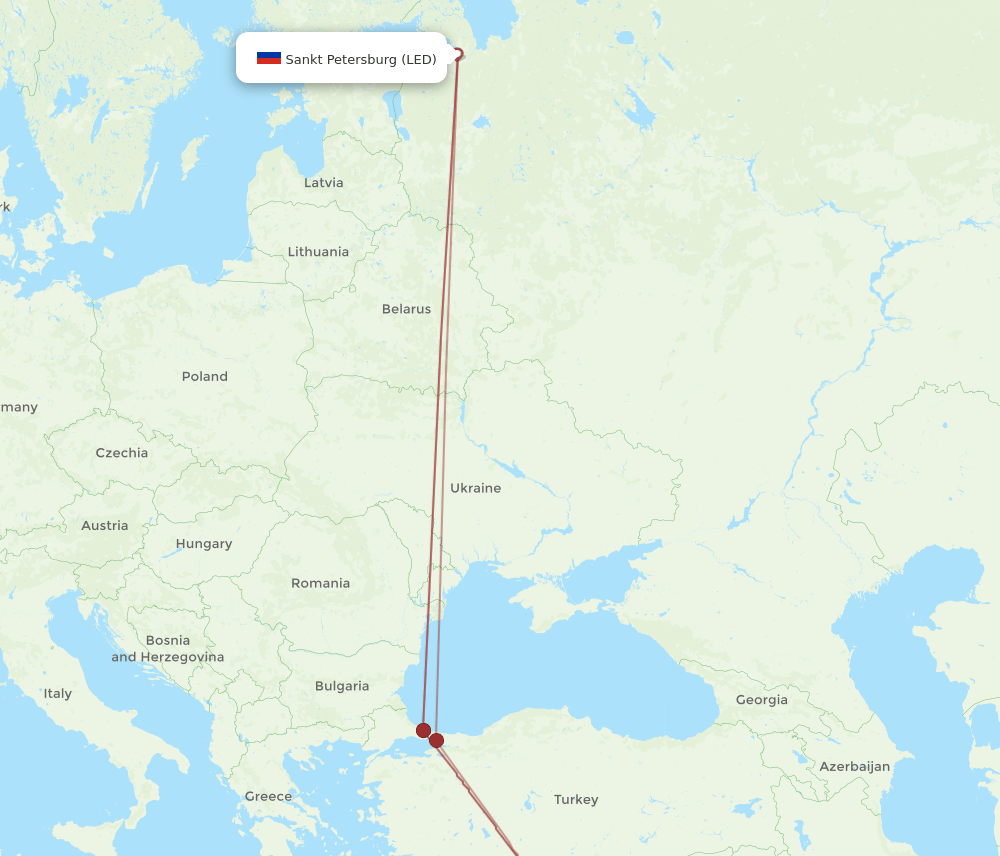 BEY-LED flight routes
