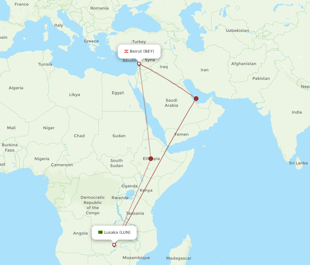 BEY-LUN flight routes