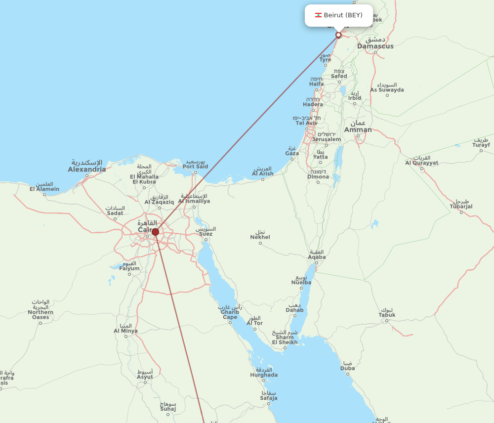 BEY to LXR flights and routes map