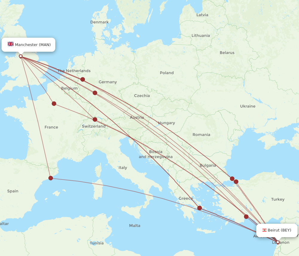 BEY-MAN flight routes