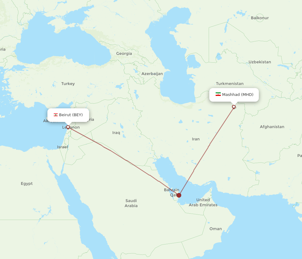 BEY-MHD flight routes